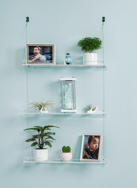 Beautiful Views 3 shelf clear acrylic wall shelf