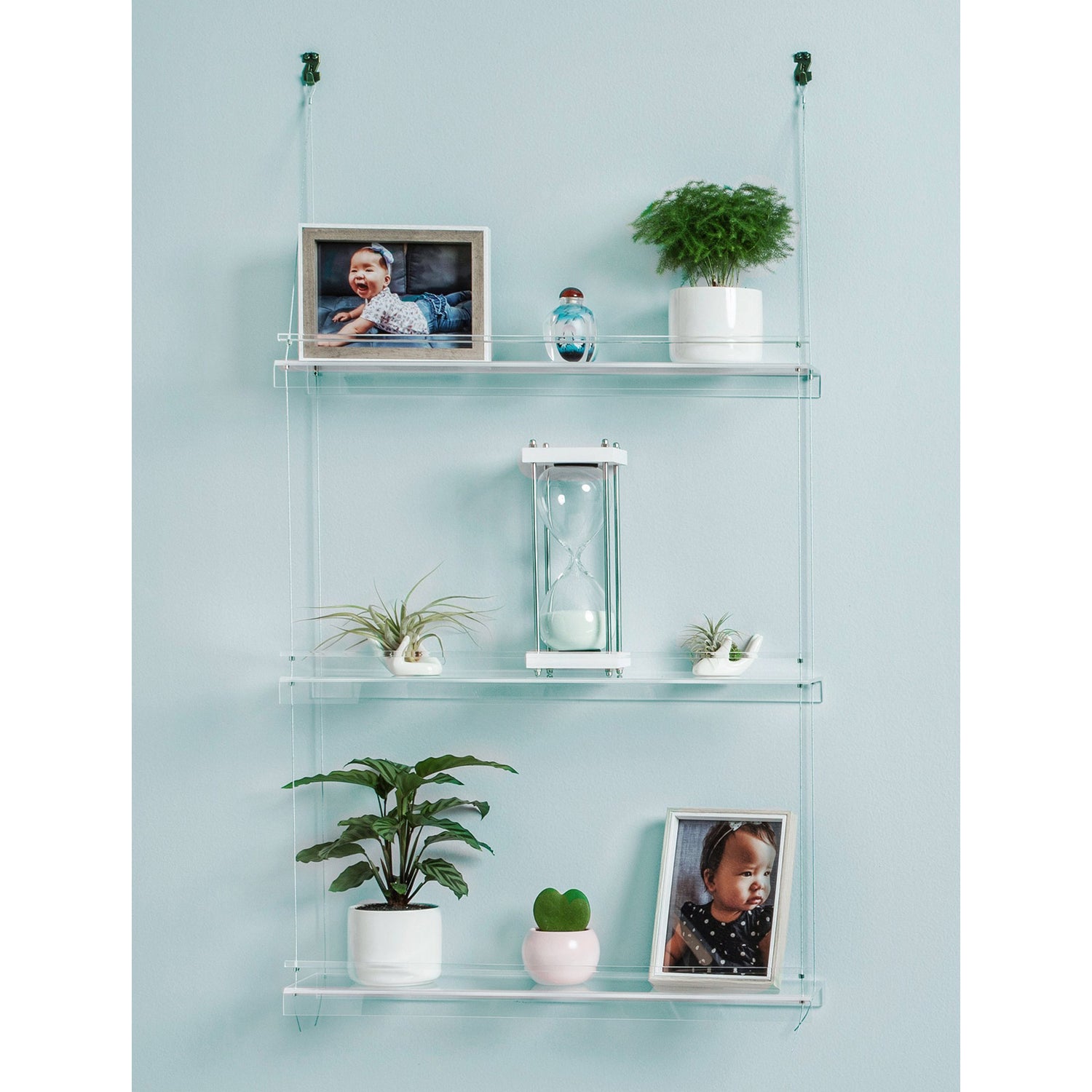 thumbnail interactive-video image 1 of VidaXL Floating Glass Wall Shelves – Clear Tempered Glass Display Rack (Multiple Sizes) 1 of 3
